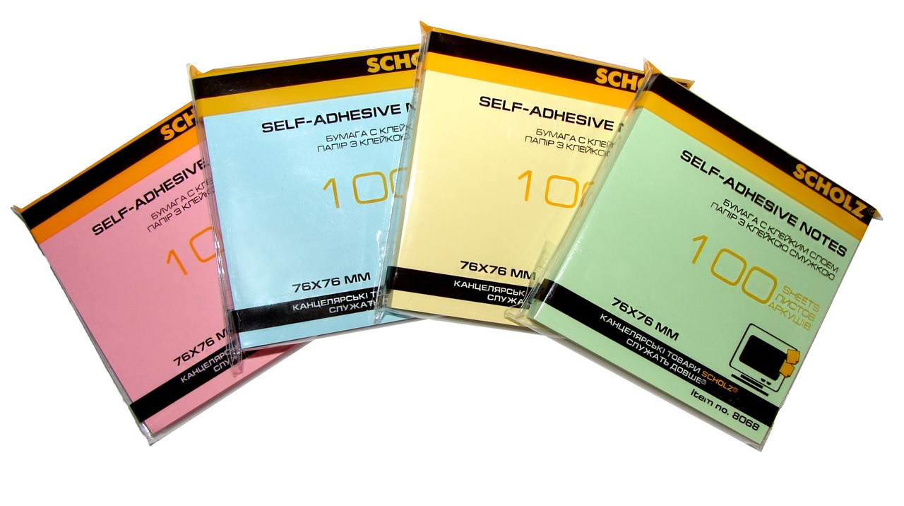 Паперовий блок для нотаток SCHOLZ (8068SCH), 76х76мм, пастельні кольори, 100шт